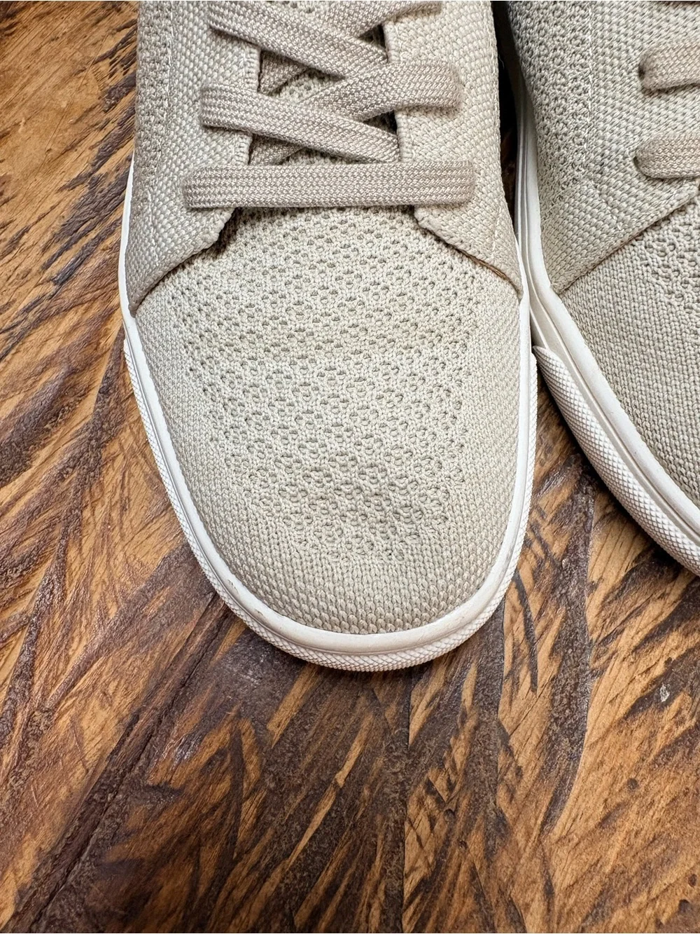 Lucky Brand Leighan Knit Mesh Lace-Up Comfortable Sneakers Neutral Beige Size 7